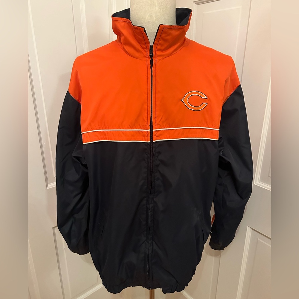 VTG Y2K Reebok Chicago Bears Windbreaker Jacket‎ Navy Orange Sz L